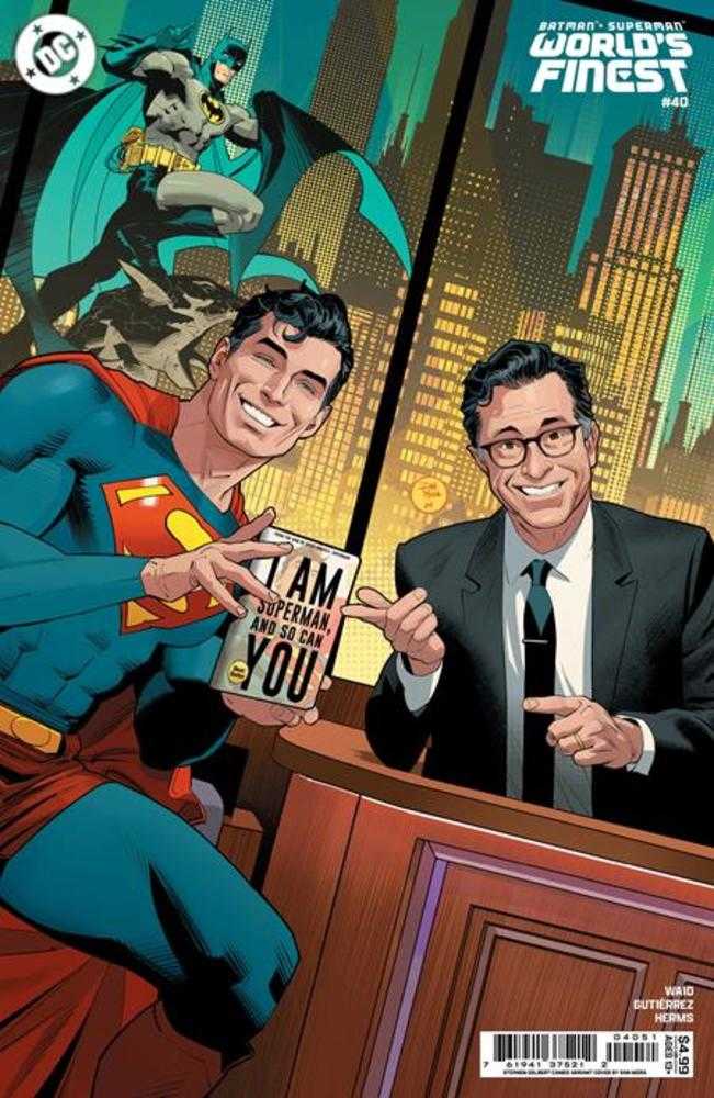 Batman/Superman: World's Finest (2022) #40 Cover D Dan Mora Stephen Colbert Celebrity Cameo Variant