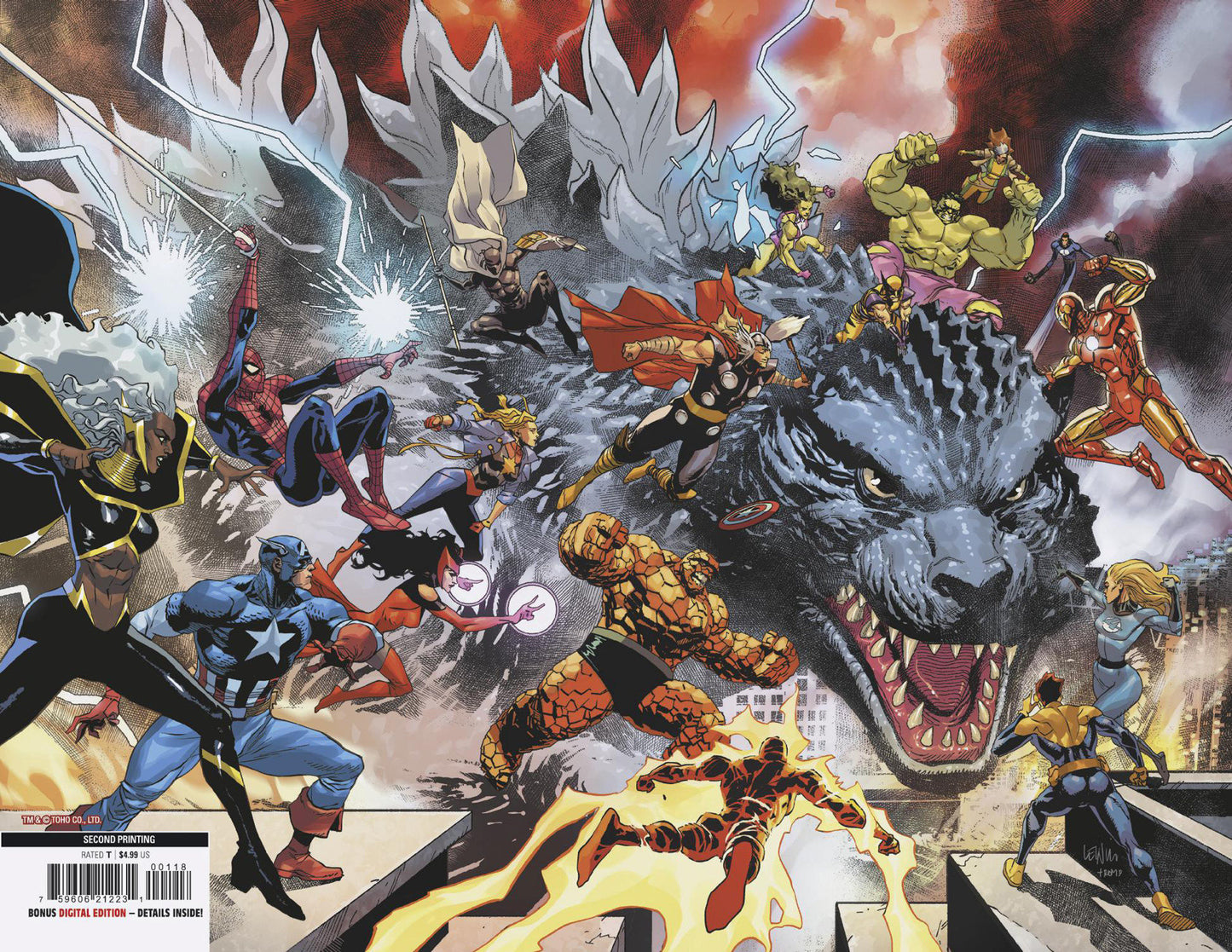 Godzilla vs Fantastic Four (2025) #1 (2nd Print) Leinil Yu Wraparound Ratio Virgin 1:25 Variant