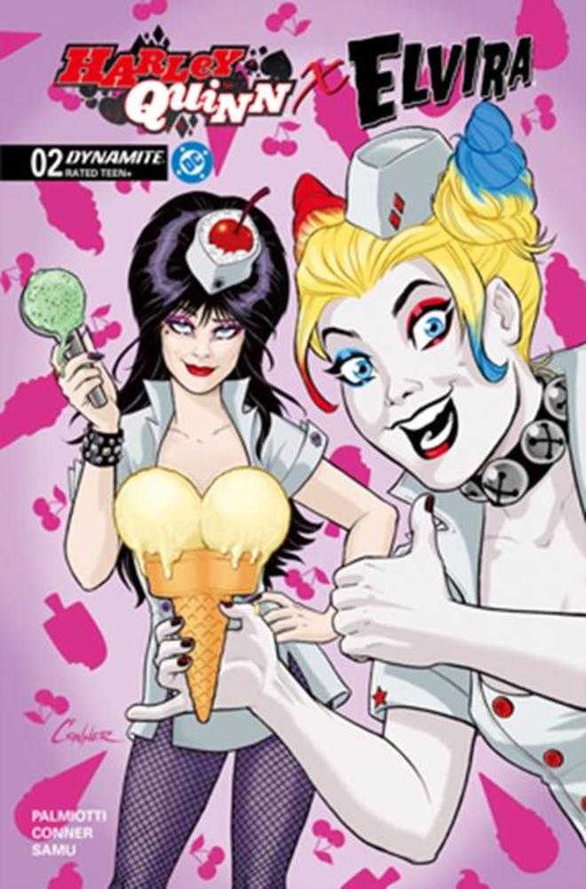 Harley Quinn X Elvira (2025) #2 Cover N Amanda Conner Ice Cream Foil 1:15 Variant