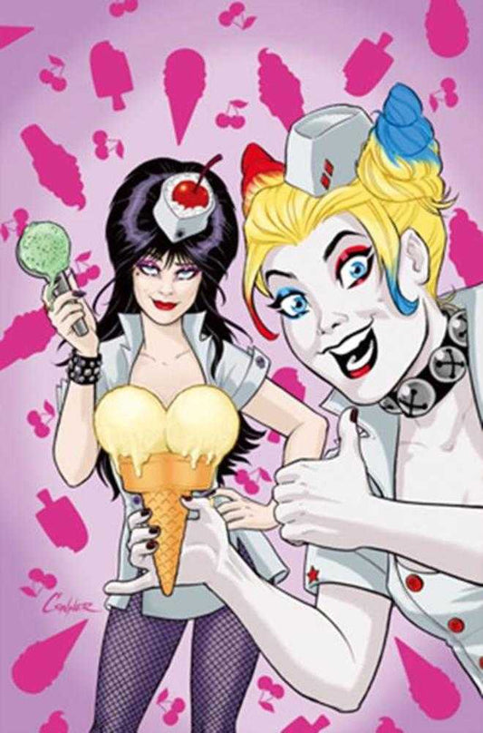 Harley Quinn X Elvira (2025) #2 Cover S Amanda Conner Ice Cream 1:25 Virgin Variant