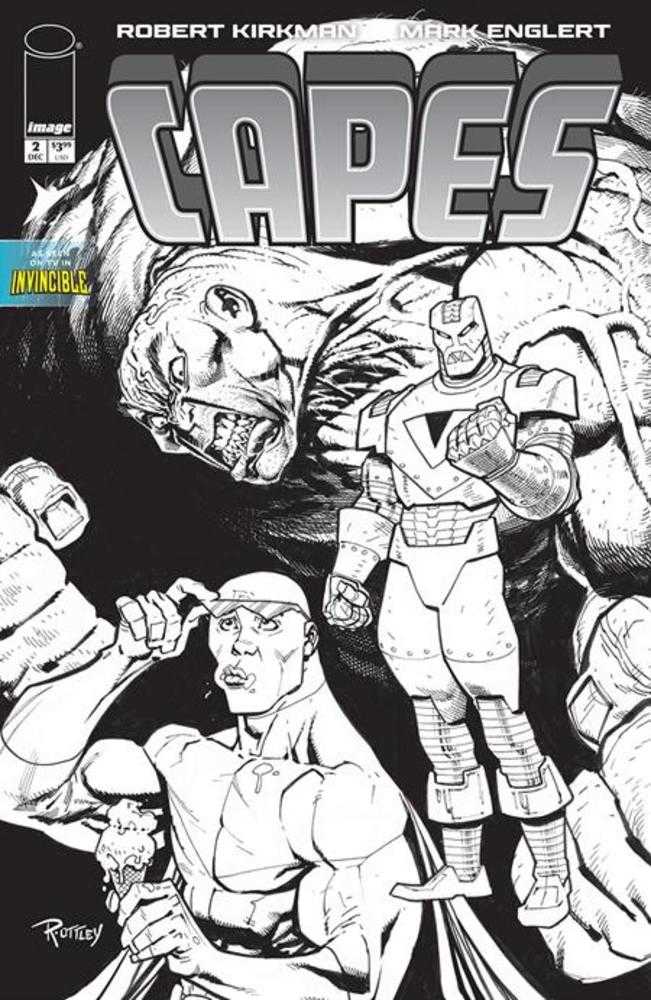 Invincible Universe Capes (2025) # 2 Cover E Ryan Ottley Black & White 1:50 Variant