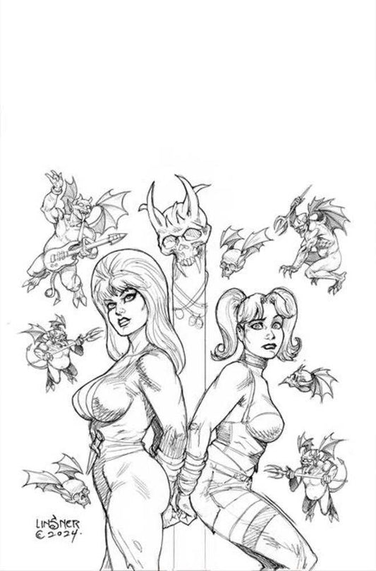 Harley Quinn X Elvira (2025) #2 Cover U Joseph Michael Linsner Line Art 1:10 Virgin FOC Bonus Variant