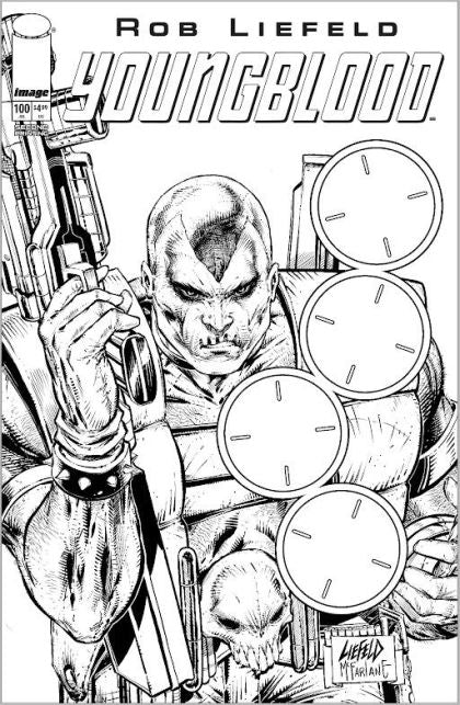 Youngblood #100 (2nd Print) Cover C Black & White Blank Gun Sight Variant