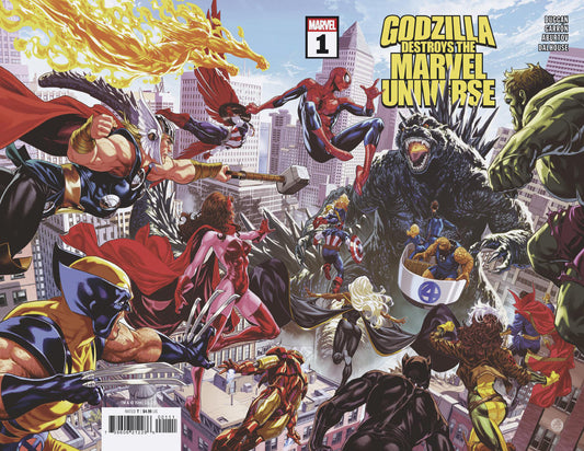 Godzilla Destroys The Marvel Universe (2025) #1 Cover A Wraparound Cover